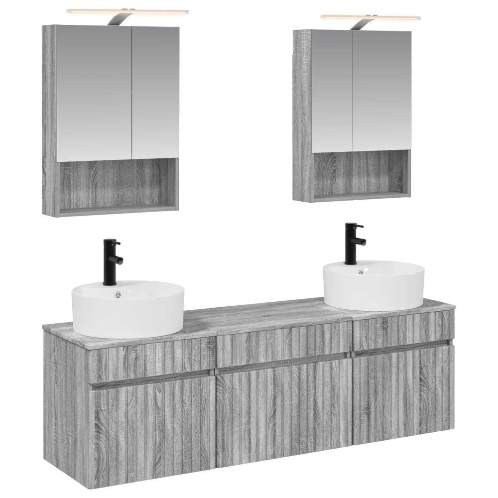 vidaXL Badrumsskåpsset 5 pcs Grå Sonoma 50 x 14,5 x 70 cm