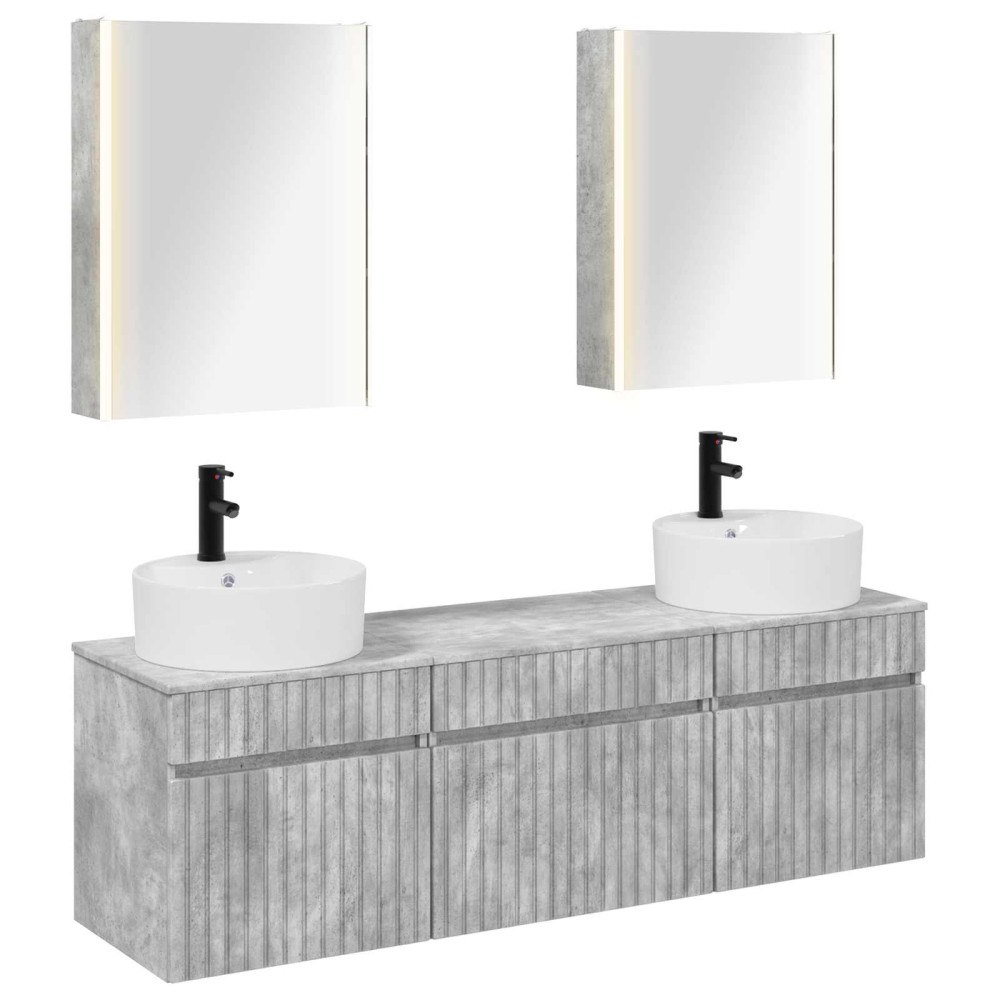 vidaXL Badrumsskåpsset 5 pcs Betonggrå 53 x 15,5 x 70 cm