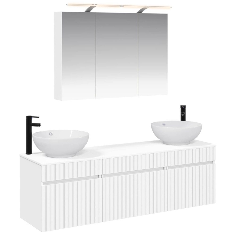 vidaXL Badrumsskåpsset 4 pcs Vit 100 x 14,5 x 70 cm Konstruerat trä