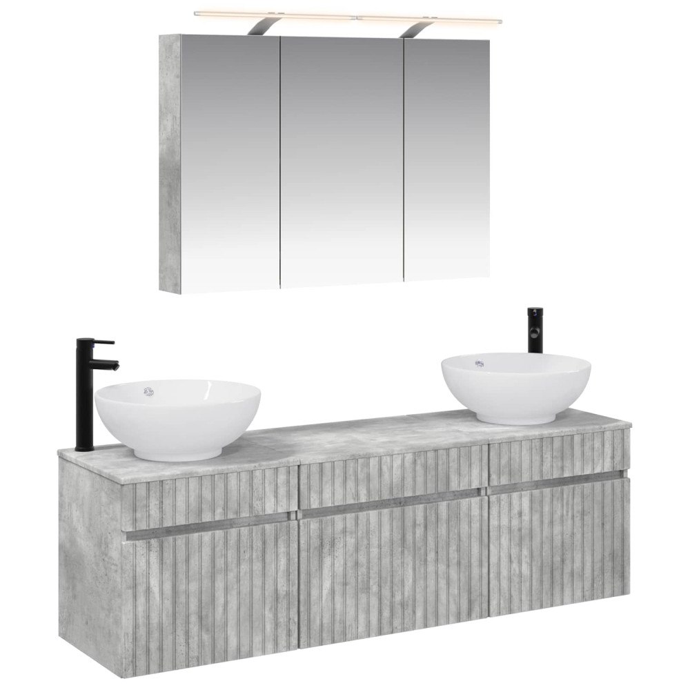 vidaXL Badrumsskåpsset 4 pcs Betonggrå Konstruerat trä