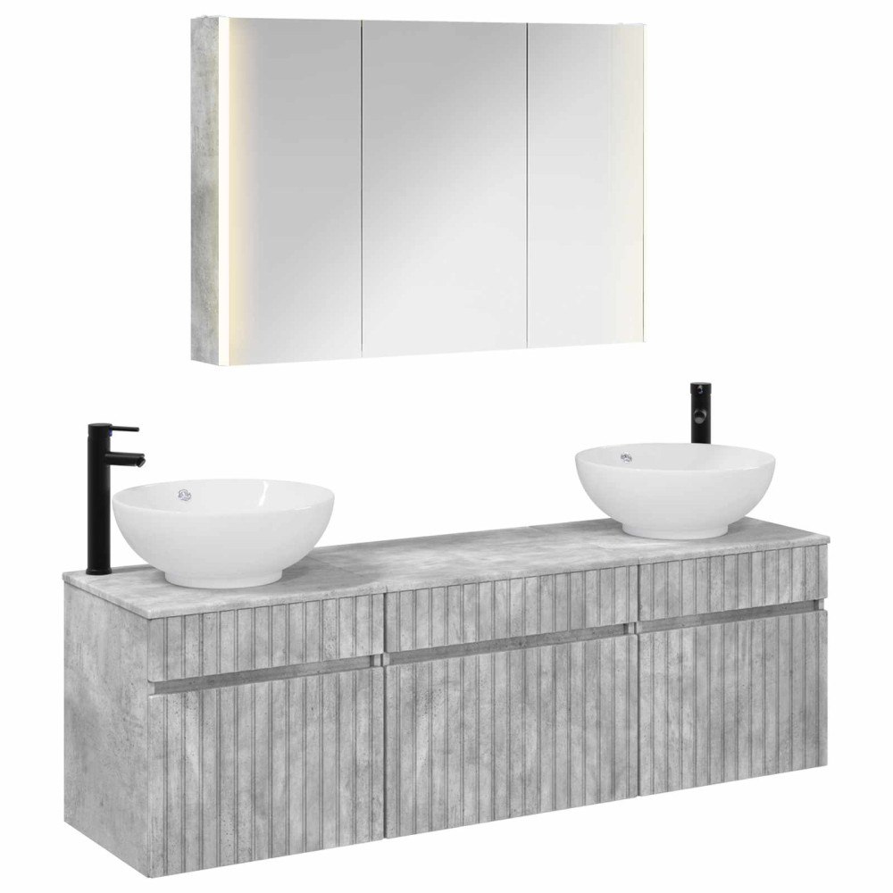 vidaXL Badrumsskåpsset 4 pcs Betonggrå 103,5 x 15,5 x 70 cm