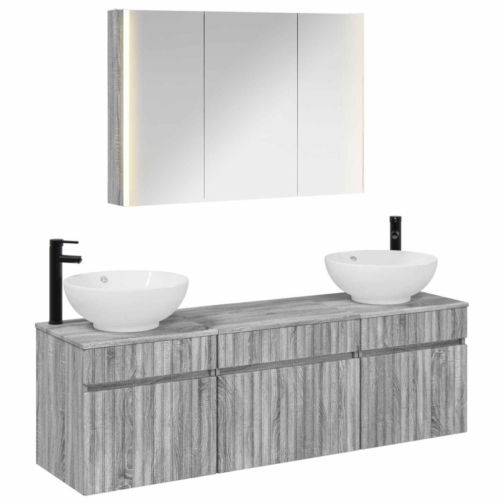 vidaXL Badrumsskåpsset 4 pcs Grå Sonoma 103,5 x 15,5 x 70 cm