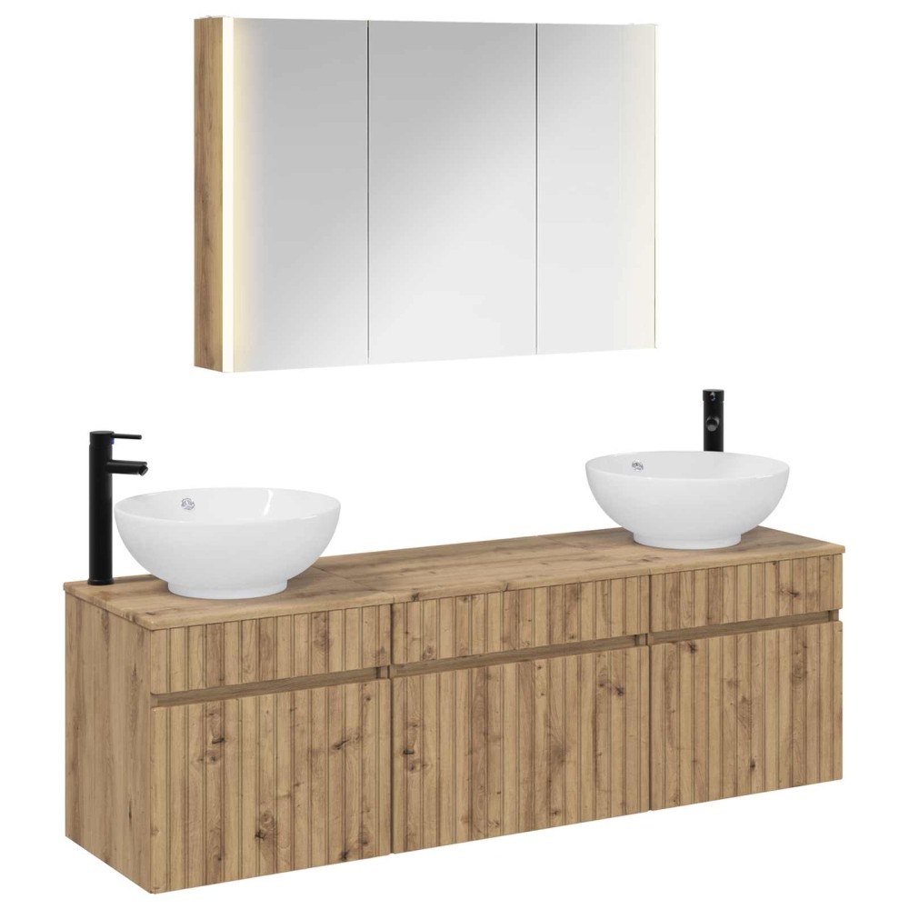vidaXL Badrumsskåpsset 4 pcs Artisan-ek 103,5 x 15,5 x 70 cm