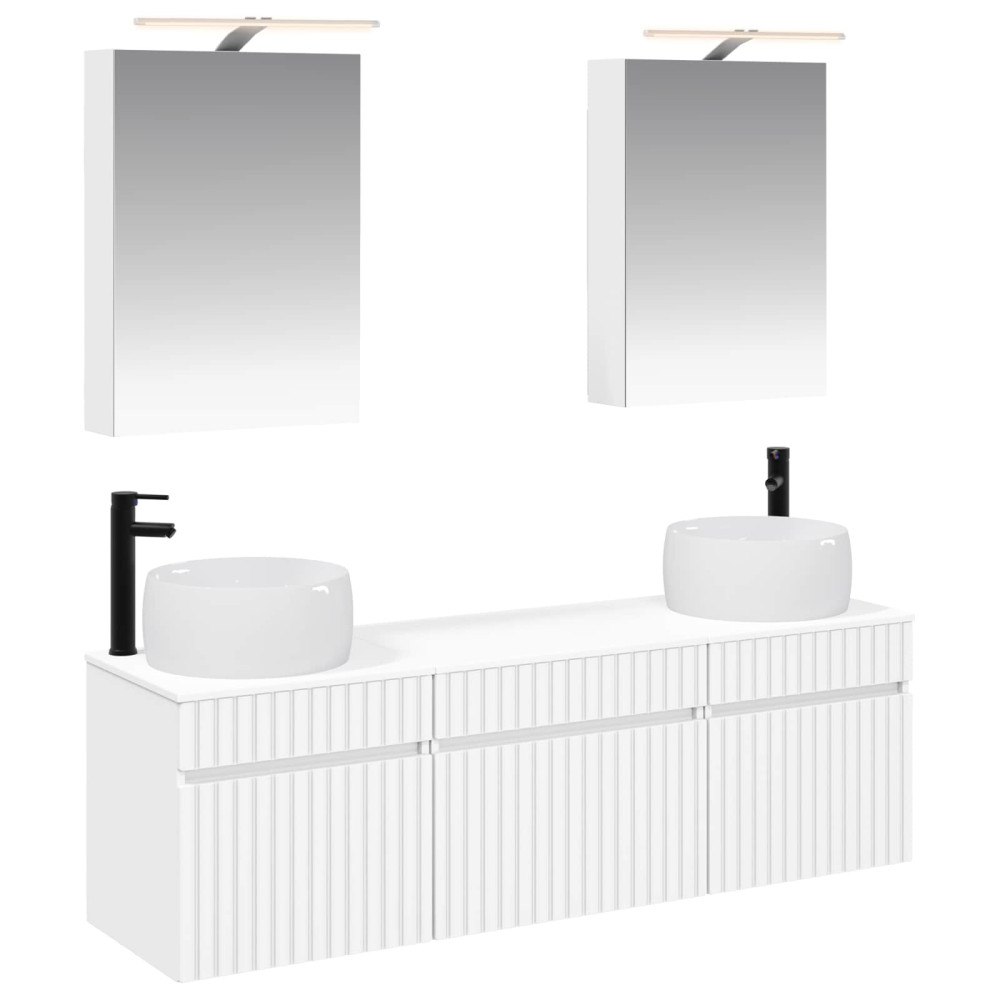 vidaXL Badrumsskåpsset 5 pcs Vit 50 x 14,5 x 70 cm Konstruerat trä