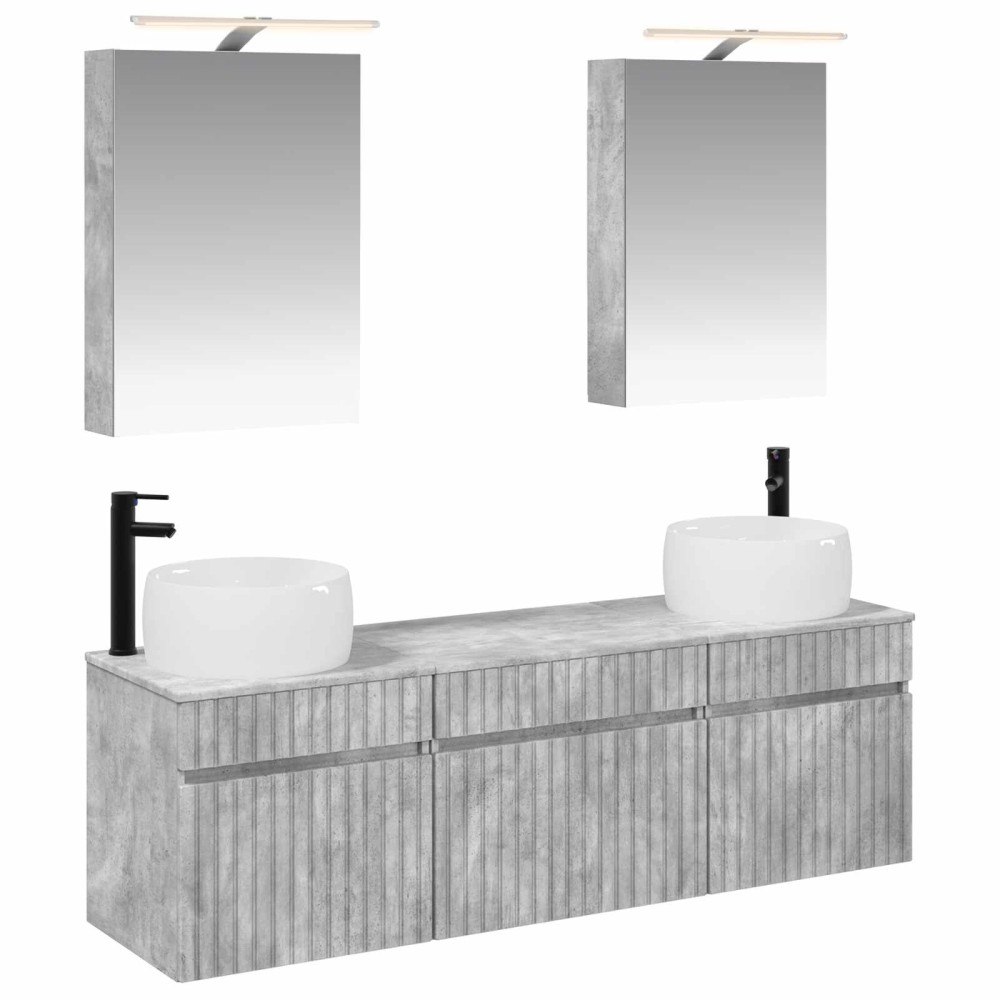 vidaXL Badrumsskåpsset 5 pcs Betonggrå 50 x 14,5 x 70 cm