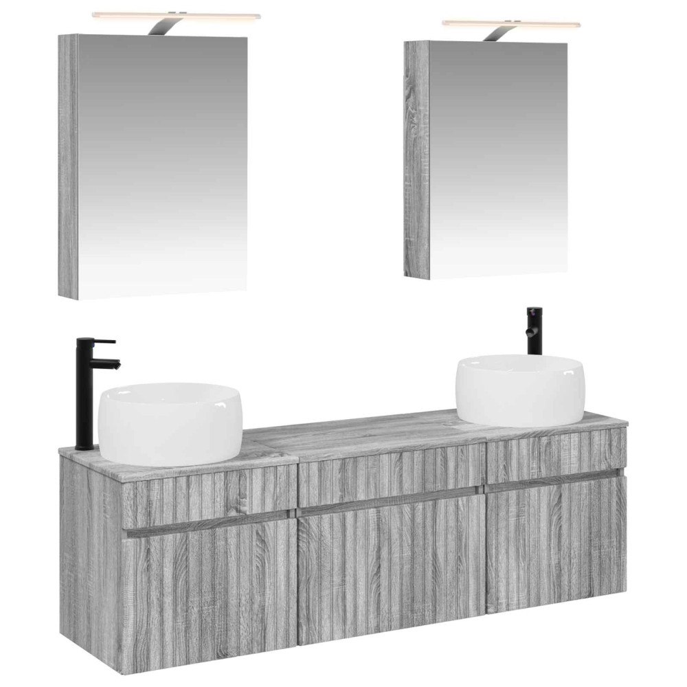 vidaXL Badrumsskåpsset 5 pcs Grå Sonoma 50 x 14,5 x 70 cm