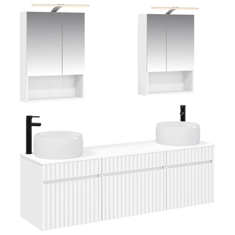vidaXL Badrumsskåpsset 5 pcs Vit 50 x 14,5 x 70 cm Konstruerat trä