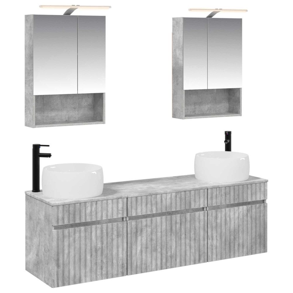 vidaXL Badrumsskåpsset 5 pcs Betonggrå 50 x 14,5 x 70 cm