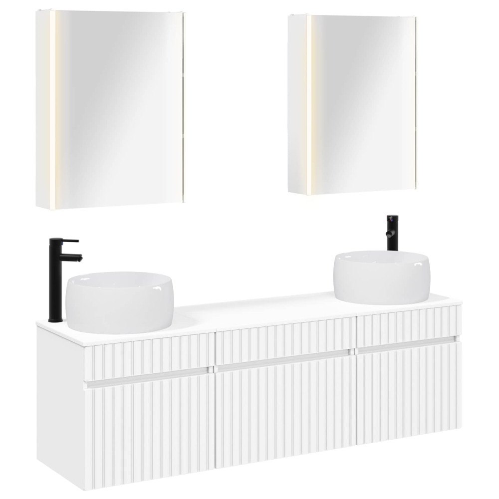 vidaXL Badrumsskåpsset 5 pcs Vit 53 x 15,5 x 70 cm Konstruerat trä