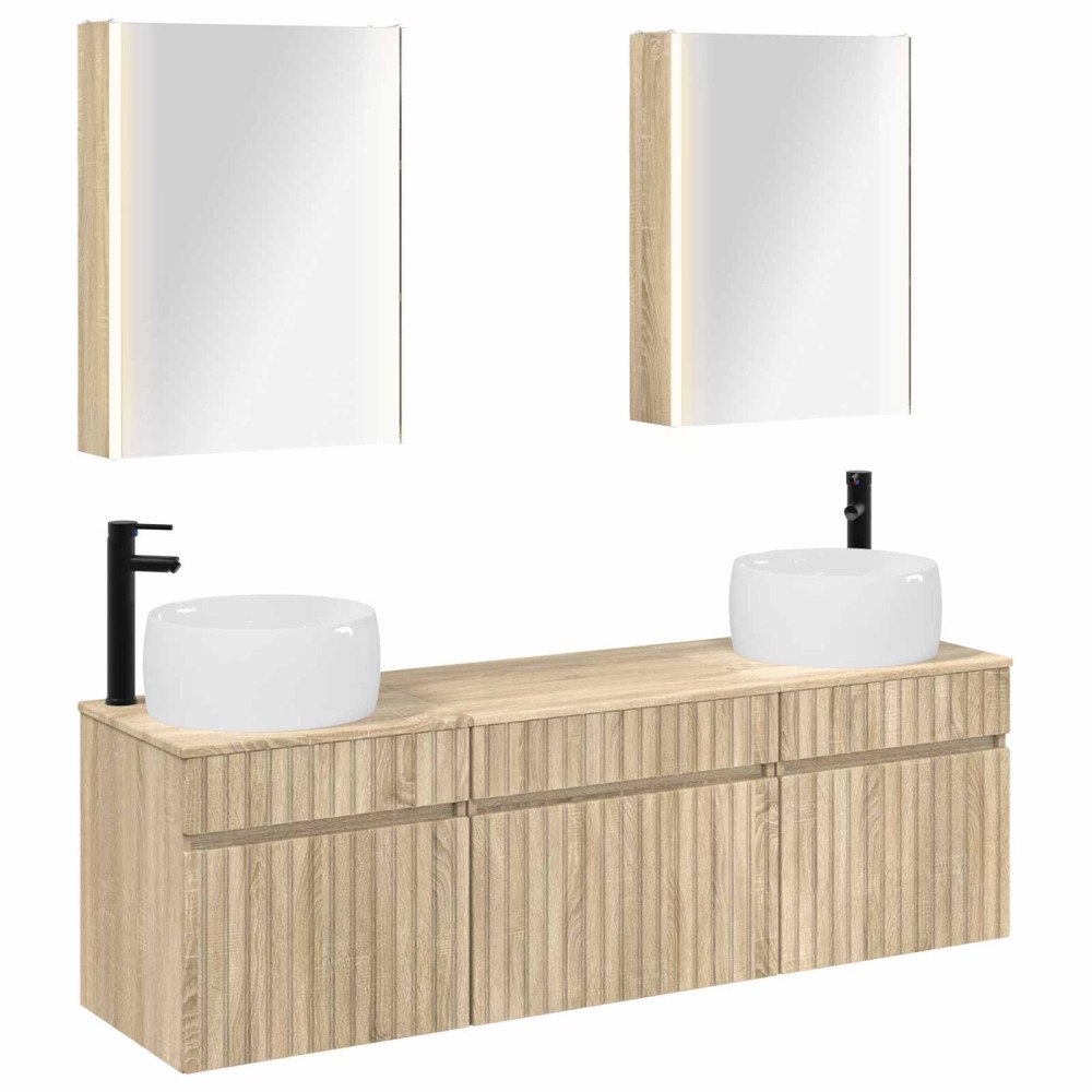 vidaXL Badrumsskåpsset 5 pcs Sonoma-ek 53 x 15,5 x 70 cm