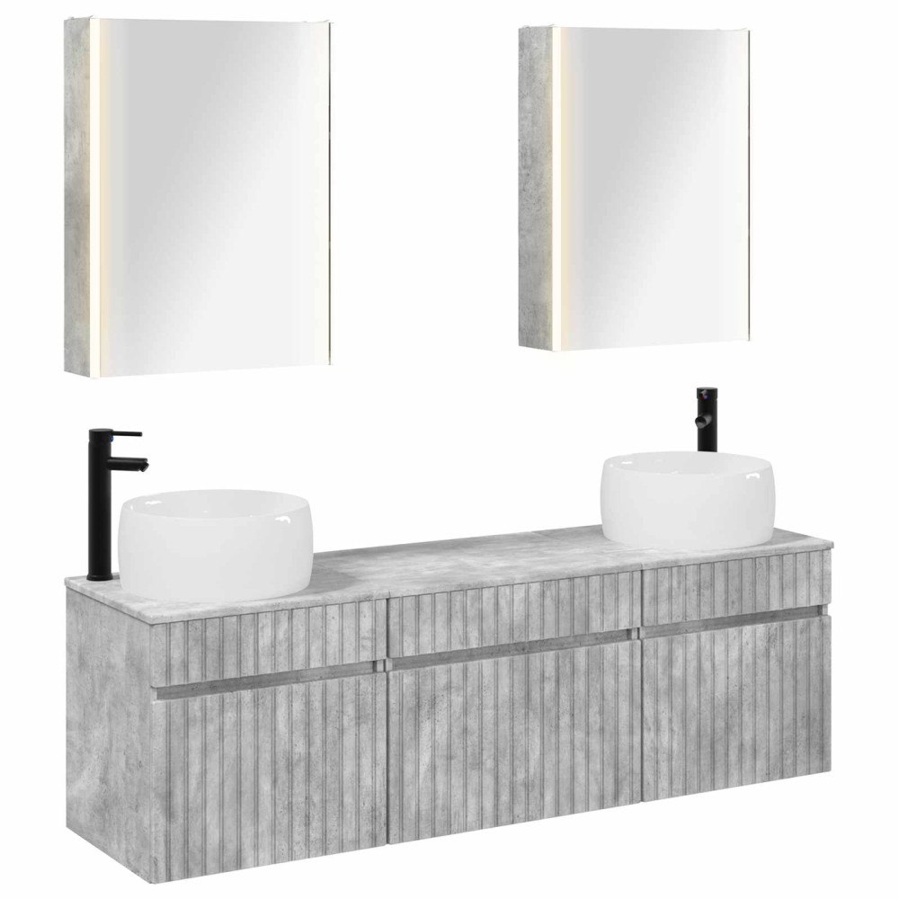 vidaXL Badrumsskåpsset 5 pcs Betonggrå 53 x 15,5 x 70 cm