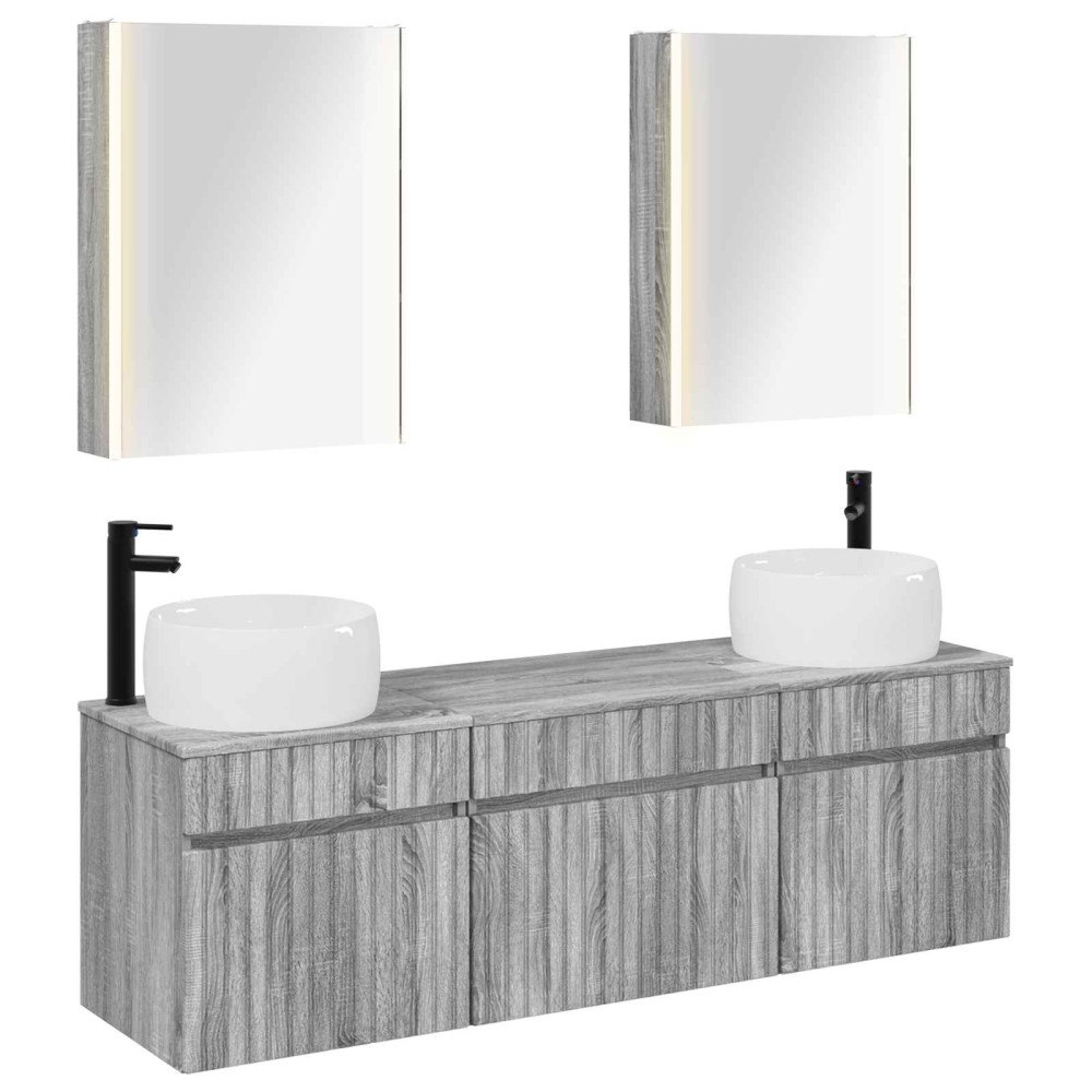 vidaXL Badrumsskåpsset 5 pcs Grå Sonoma 53 x 15,5 x 70 cm