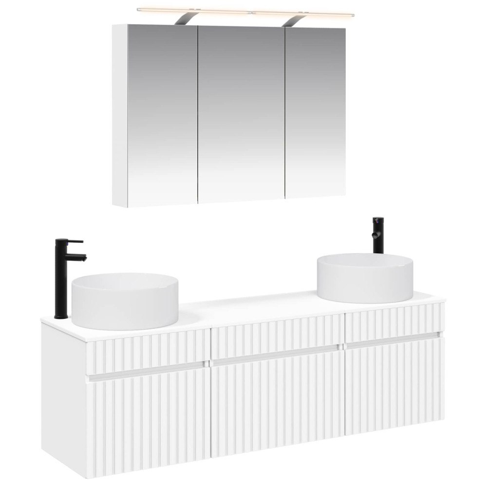 vidaXL Badrumsskåpsset 4 pcs Vit 100 x 14,5 x 70 cm Konstruerat trä