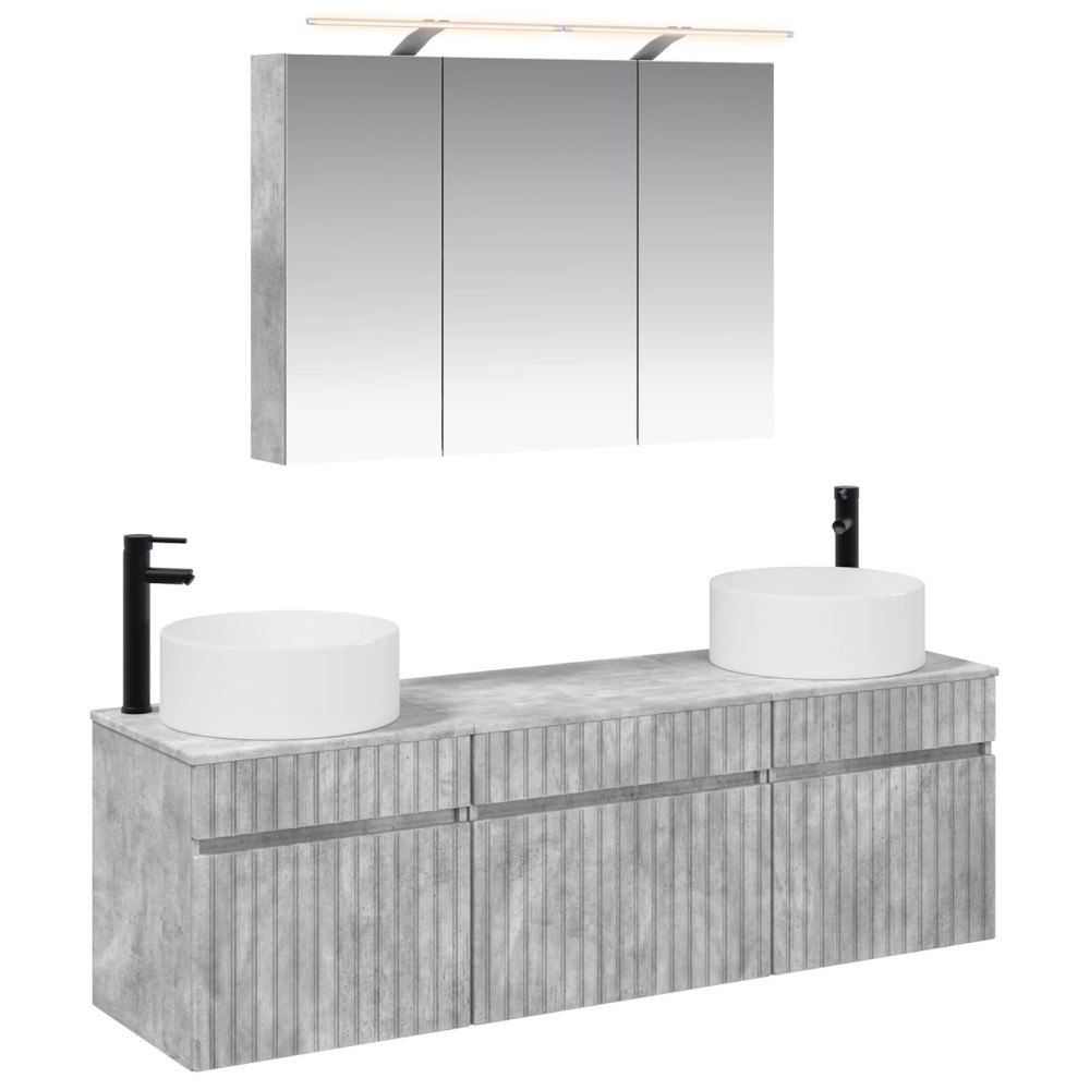 vidaXL Badrumsskåpsset 4 pcs Betonggrå 100 x 14,5 x 70 cm