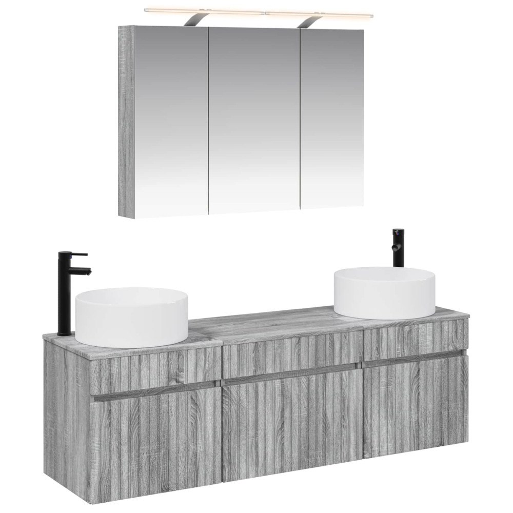 vidaXL Badrumsskåpsset 4 pcs Grå Sonoma 100 x 14,5 x 70 cm