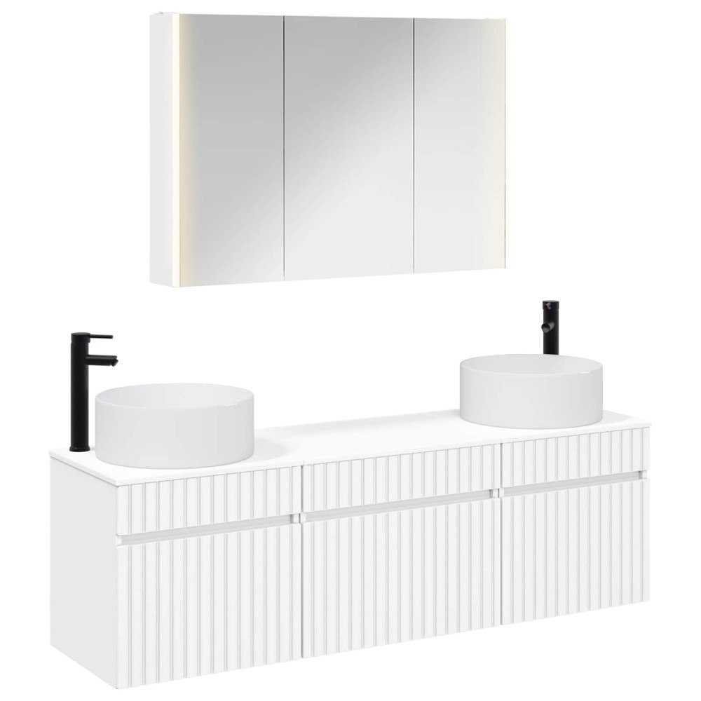 vidaXL Badrumsskåpsset 4 pcs Vit 103,5 x 15,5 x 70 cm Konstruerat trä