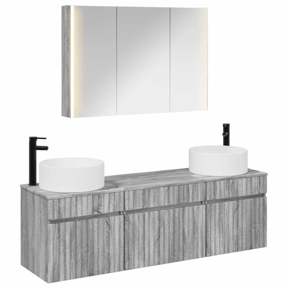 vidaXL Badrumsskåpsset 4 pcs Grå Sonoma 103,5 x 15,5 x 70 cm