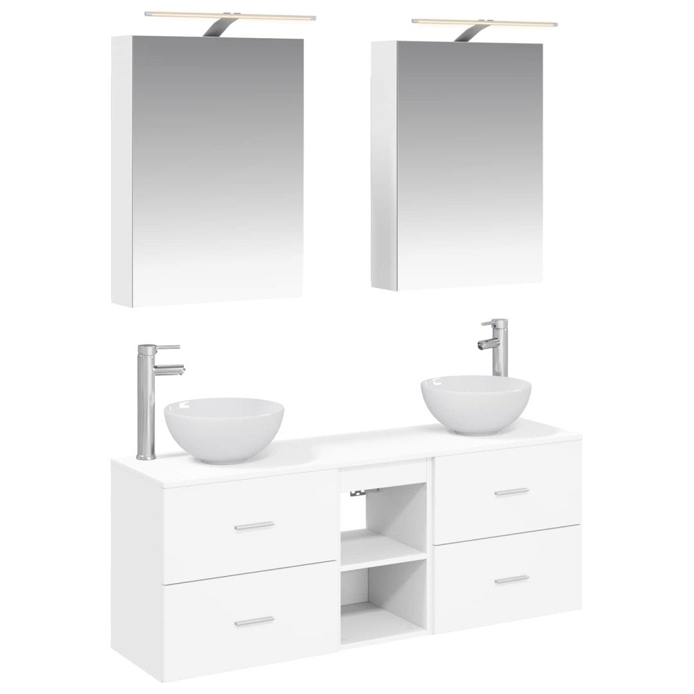vidaXL Badrumsskåpsset 5 pcs Vit 50 x 14,5 x 70 cm Konstruerat trä