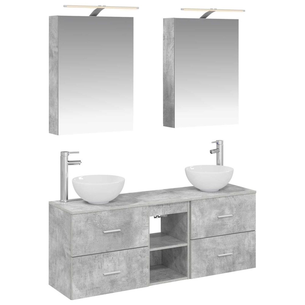 vidaXL Badrumsskåpsset 5 pcs Betonggrå 50 x 14,5 x 70 cm
