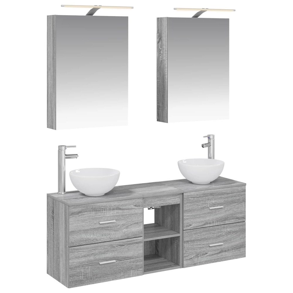 vidaXL Badrumsskåpsset 5 pcs Grå Sonoma 50 x 14,5 x 70 cm