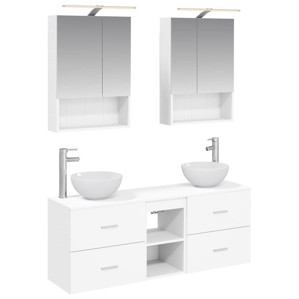 vidaXL Badrumsskåpsset 5 pcs Vit 50 x 14,5 x 70 cm Konstruerat trä