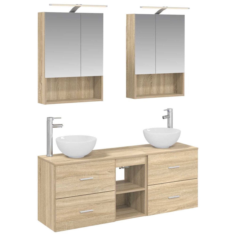 vidaXL Badrumsskåpsset 5 pcs Sonoma-ek 50 x 14,5 x 70 cm