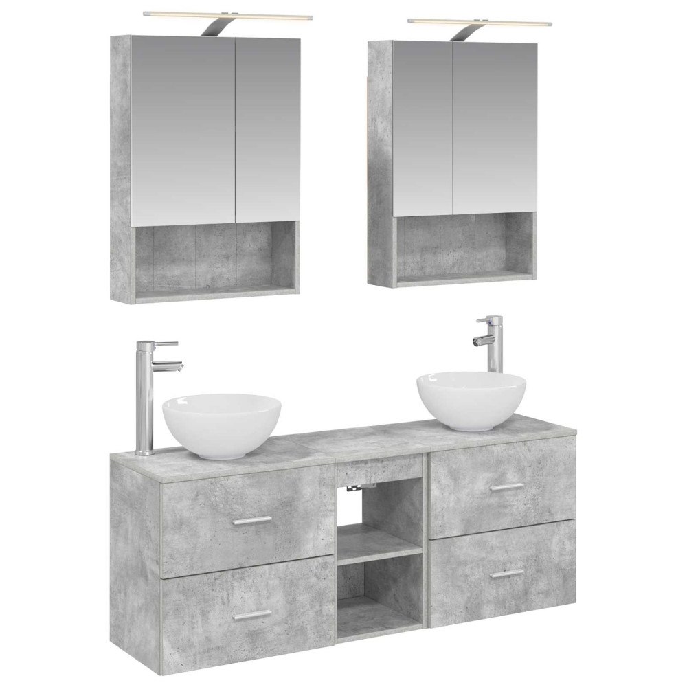 vidaXL Badrumsskåpsset 5 pcs Betonggrå 50 x 14,5 x 70 cm