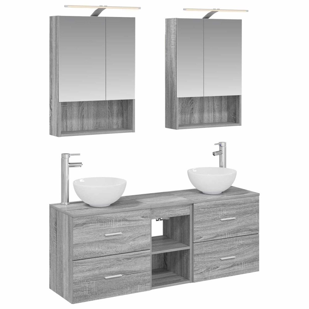 vidaXL Badrumsskåpsset 5 pcs Grå Sonoma 50 x 14,5 x 70 cm