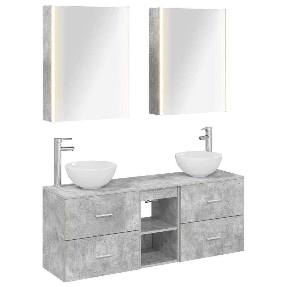vidaXL Badrumsskåpsset 5 pcs Betonggrå 53 x 15,5 x 70 cm