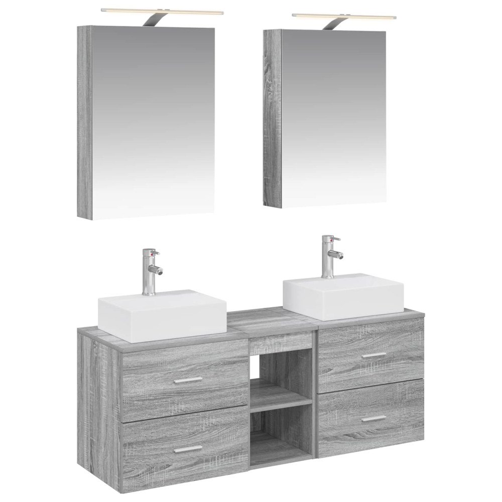 vidaXL Badrumsmöbelset 5 pcs Grå Sonoma Konstruerat trä och glas