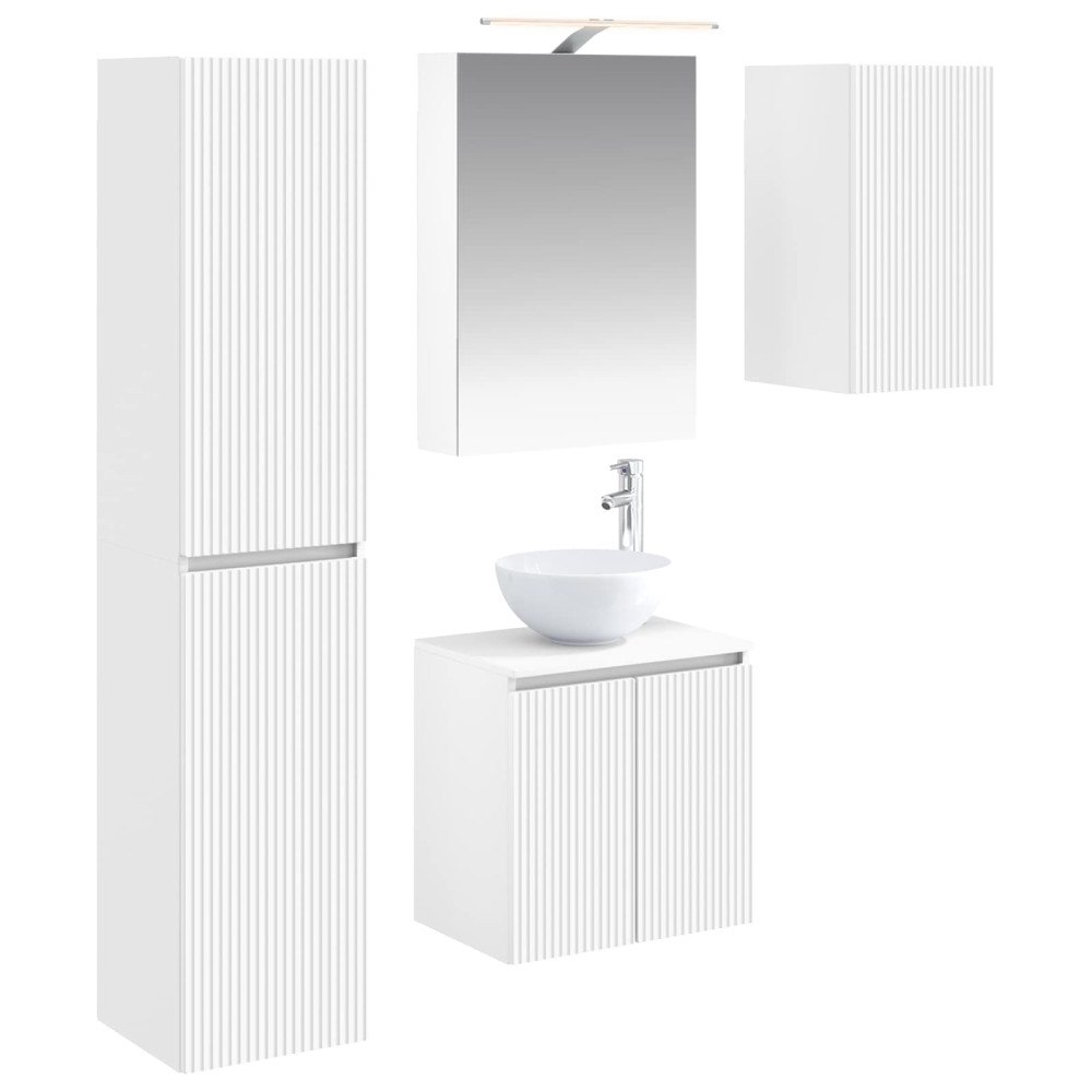 vidaXL Badrumsskåpsset 5 pcs Vit 50 x 14,5 x 70 cm Konstruerat trä