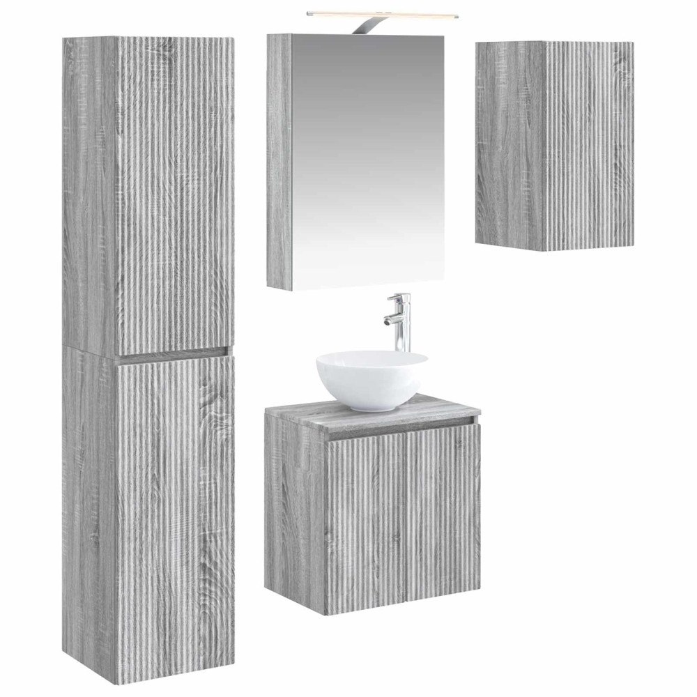 vidaXL Badrumsskåpsset 5 pcs Grå Sonoma 50 x 14,5 x 70 cm