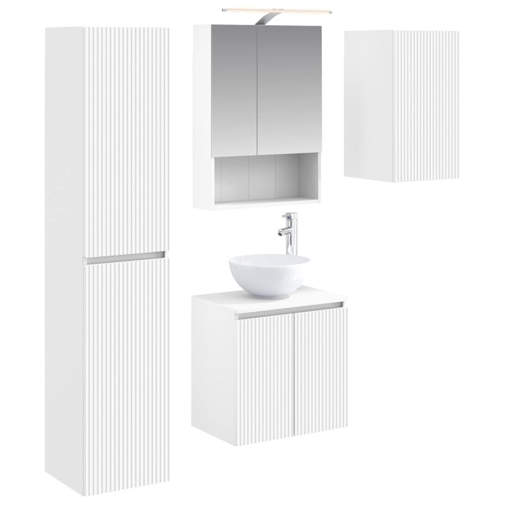 vidaXL Badrumsskåpsset 5 pcs Vit 50 x 14,5 x 70 cm Konstruerat trä