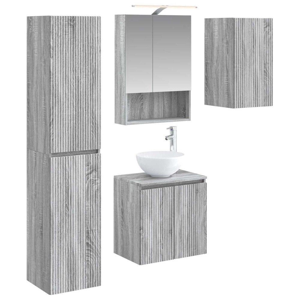 vidaXL Badrumsskåpsset 5 pcs Grå Sonoma 50 x 14,5 x 70 cm