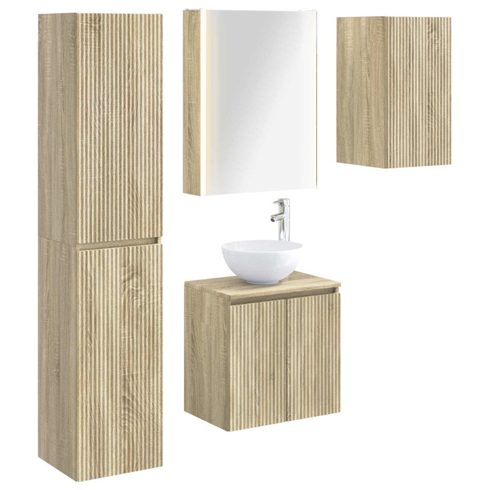 vidaXL Badrumsskåpsset 5 pcs Sonoma-ek 53 x 15,5 x 70 cm