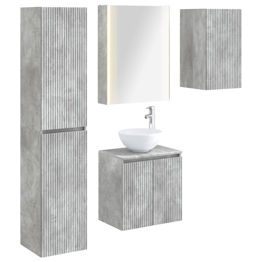 vidaXL Badrumsskåpsset 5 pcs Betonggrå 53 x 15,5 x 70 cm