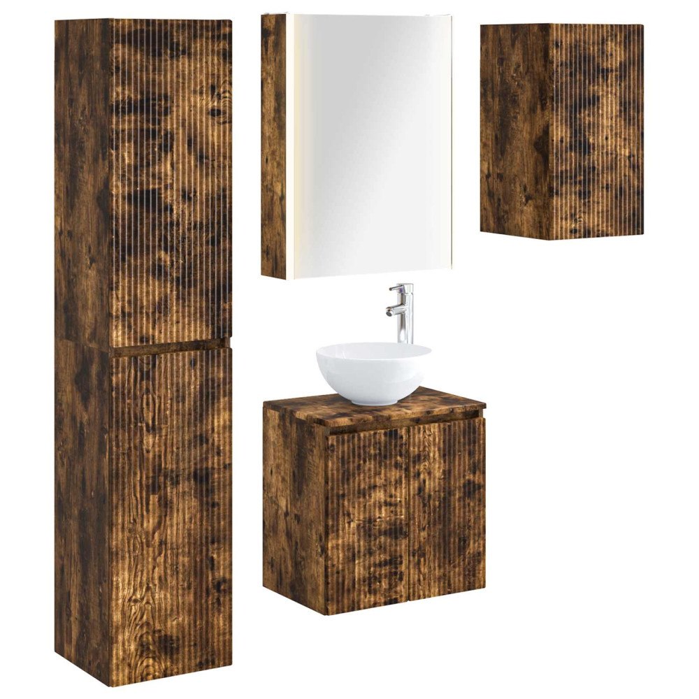 vidaXL Badrumsskåpsset 5 pcs Rökt ek 53 x 15,5 x 70 cm Konstruerat trä