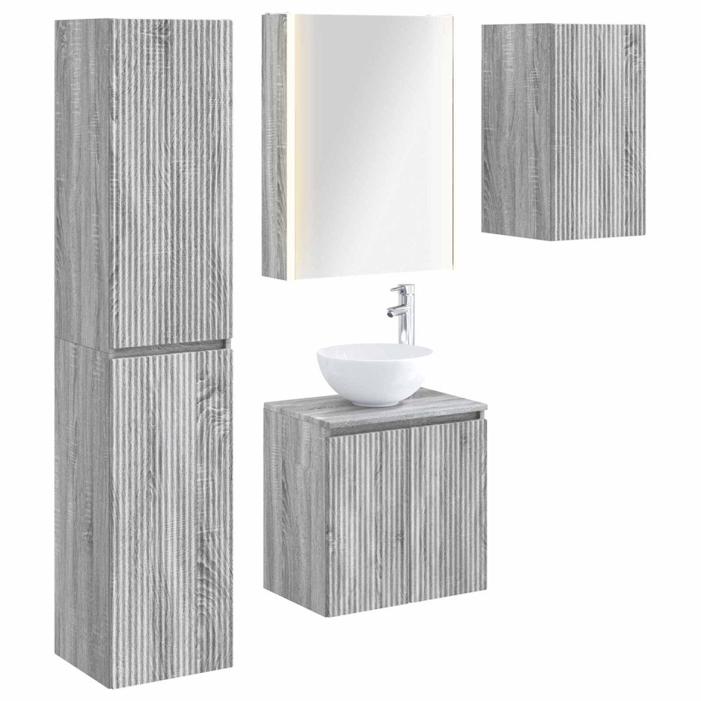 vidaXL Badrumsskåpsset 5 pcs Grå Sonoma 53 x 15,5 x 70 cm