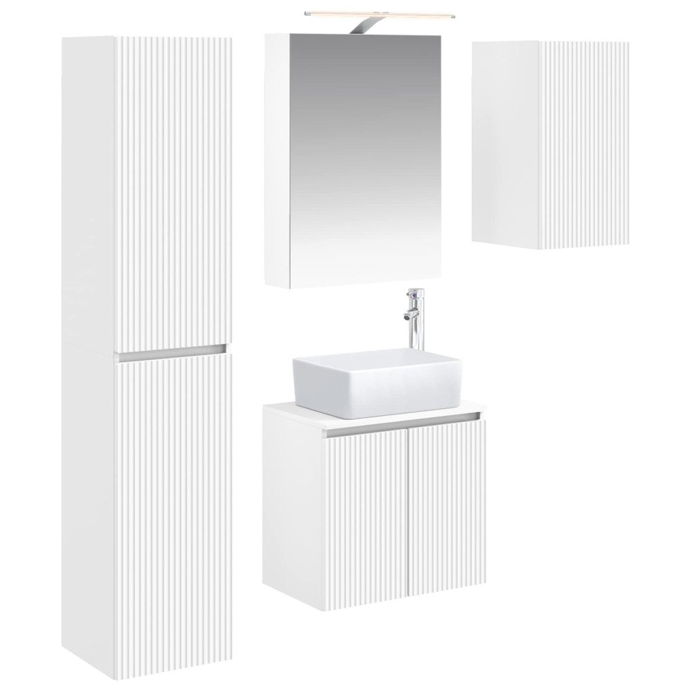 vidaXL Badrumsskåpsset 5 pcs Vit 50 x 14,5 x 70 cm Konstruerat trä