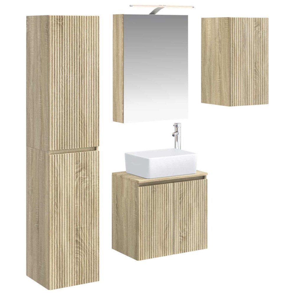 vidaXL Badrumsskåpsset 5 pcs Sonoma-ek 50 x 14,5 x 70 cm
