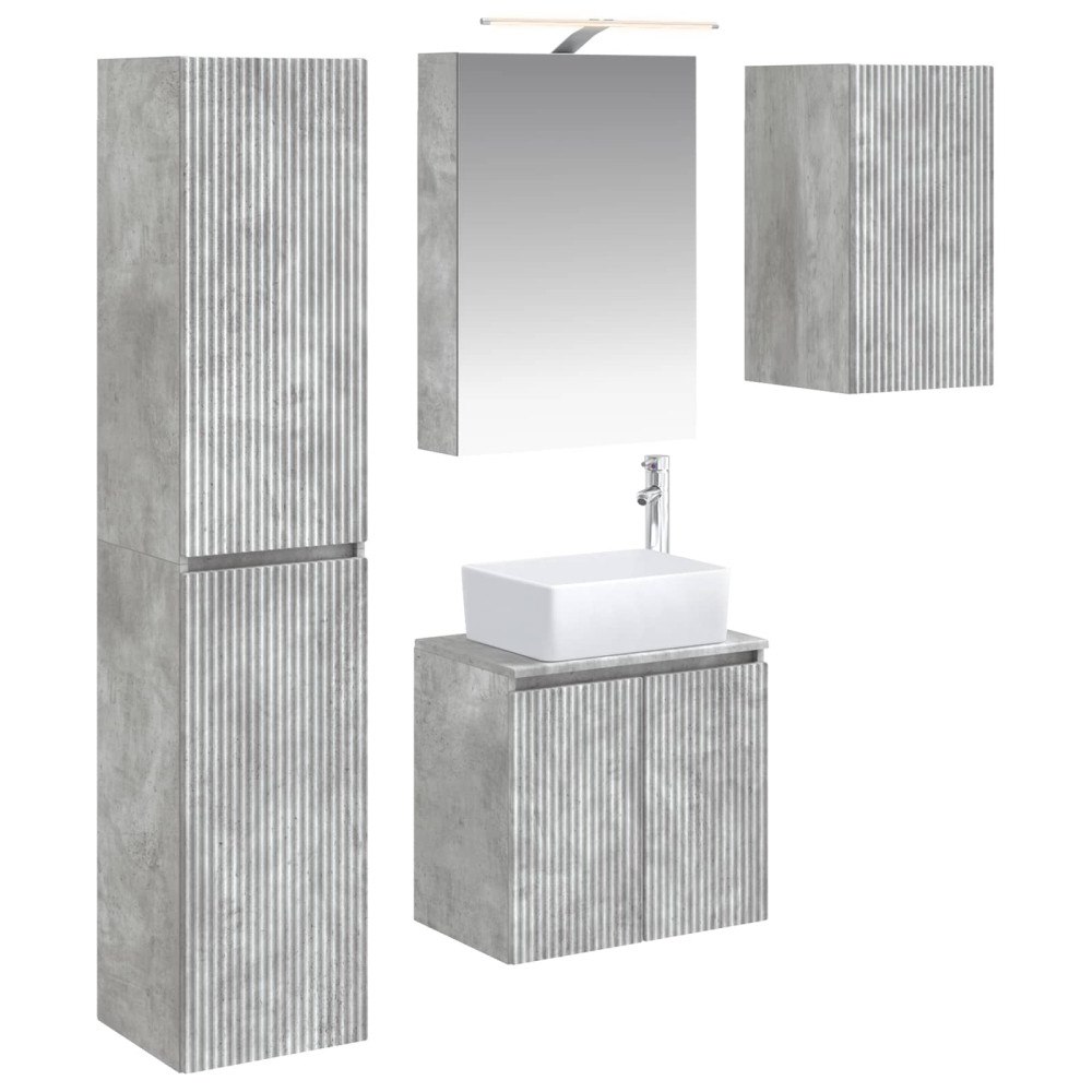 vidaXL Badrumsskåpsset 5 pcs Betonggrå 50 x 14,5 x 70 cm