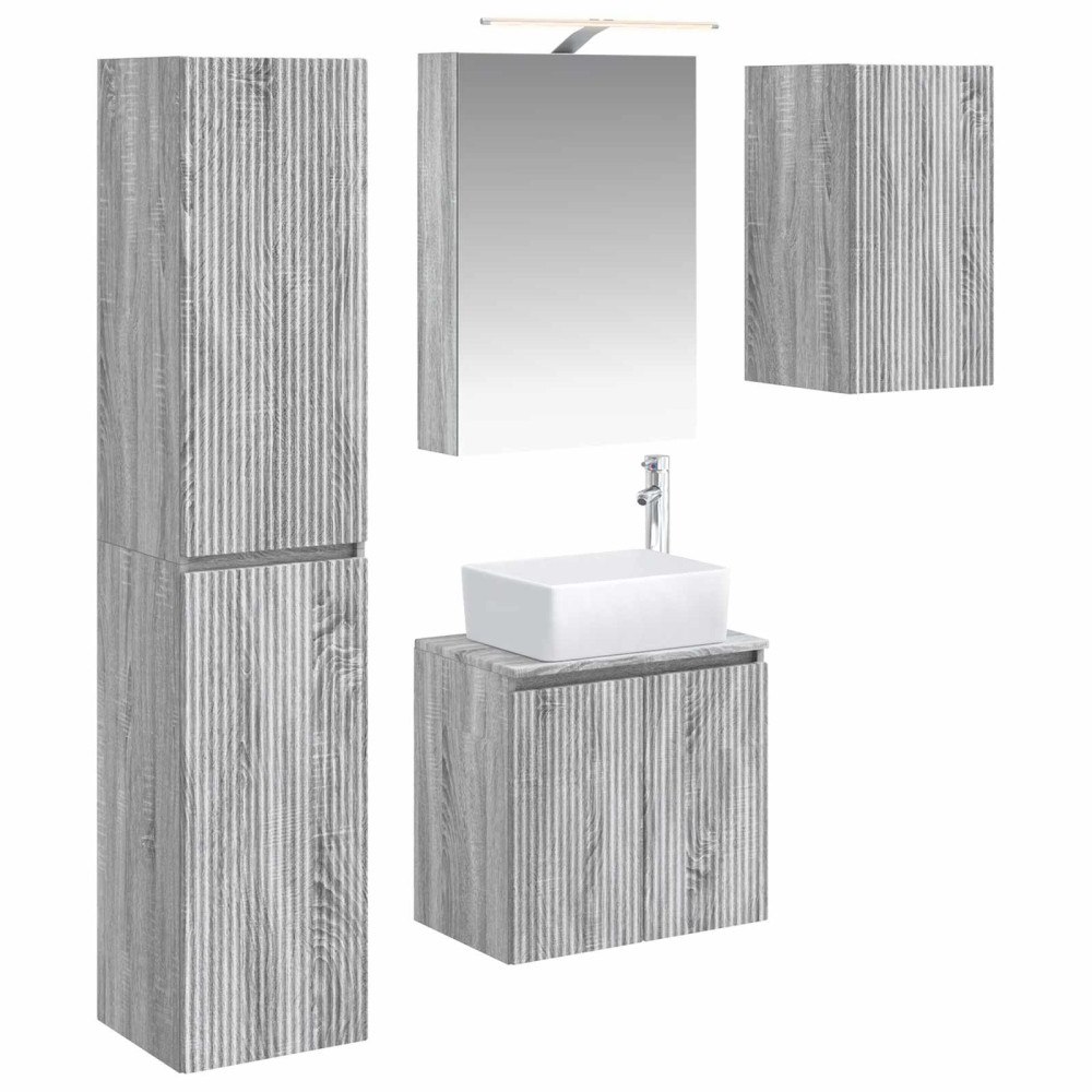 vidaXL Badrumsskåpsset 5 pcs Grå Sonoma 50 x 14,5 x 70 cm