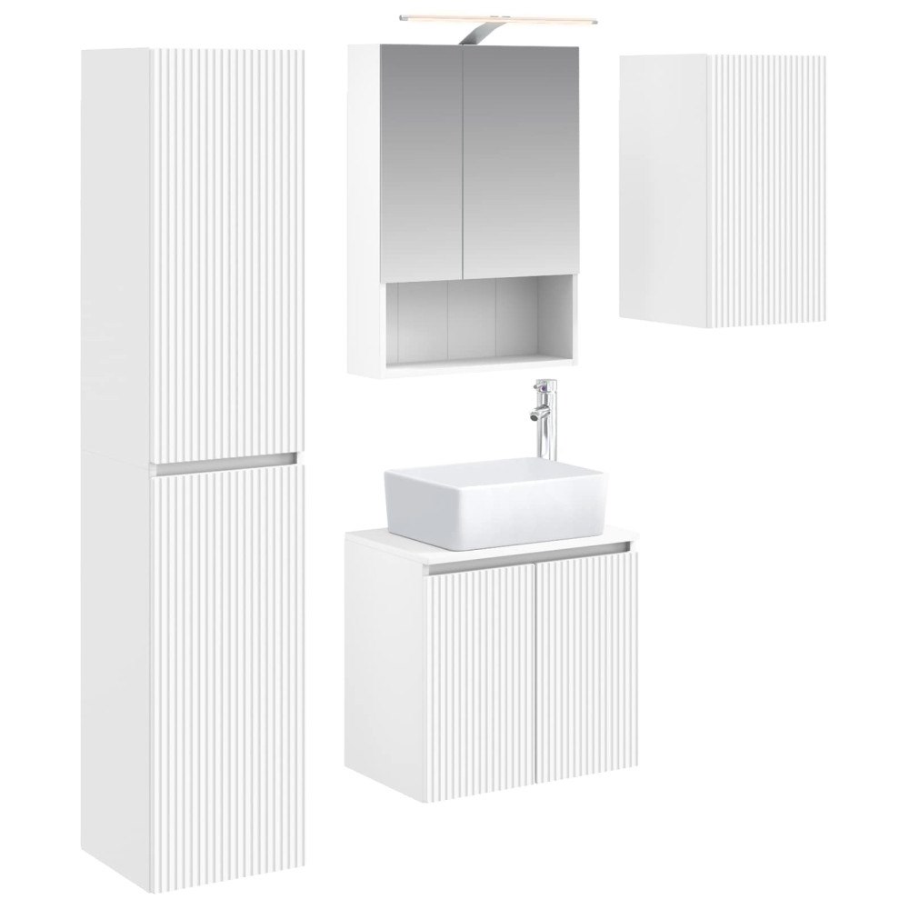 vidaXL Badrumsskåpsset 5 pcs Vit 50 x 14,5 x 70 cm Konstruerat trä