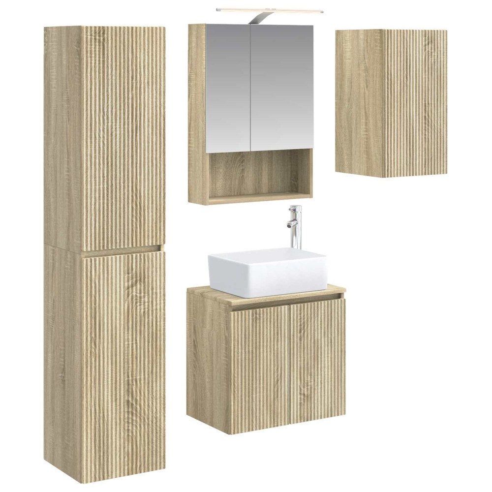 vidaXL Badrumsskåpsset 5 pcs Sonoma-ek 50 x 14,5 x 70 cm