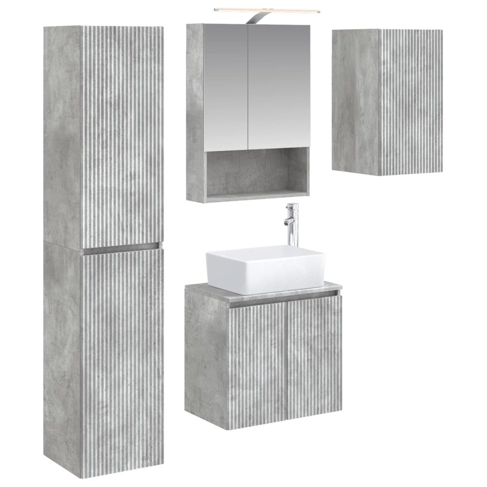 vidaXL Badrumsskåpsset 5 pcs Betonggrå 50 x 14,5 x 70 cm