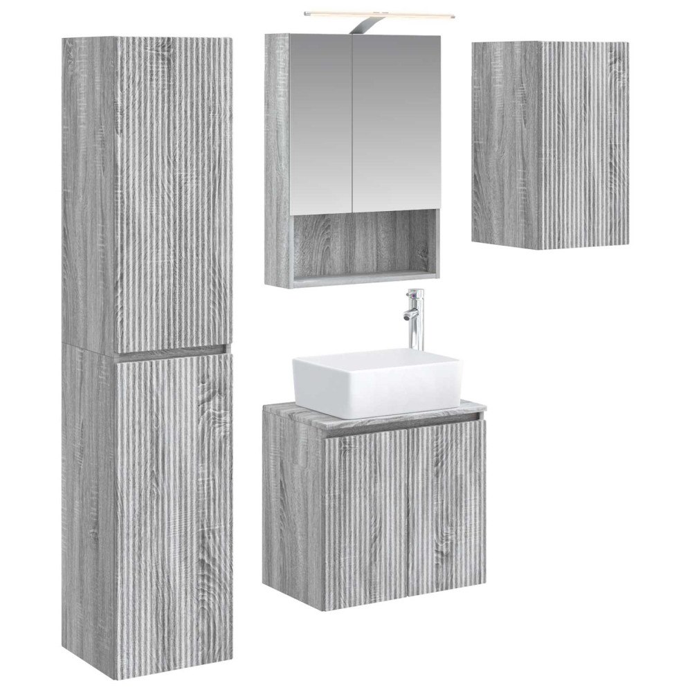 vidaXL Badrumsskåpsset 5 pcs Grå Sonoma 50 x 14,5 x 70 cm