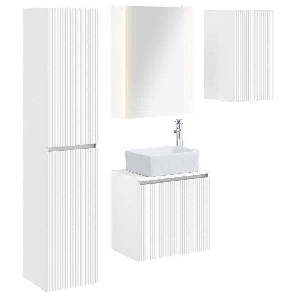 vidaXL Badrumsskåpsset 5 pcs Vit 53 x 15,5 x 70 cm Konstruerat trä