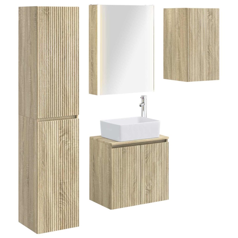 vidaXL Badrumsskåpsset 5 pcs Sonoma-ek 53 x 15,5 x 70 cm