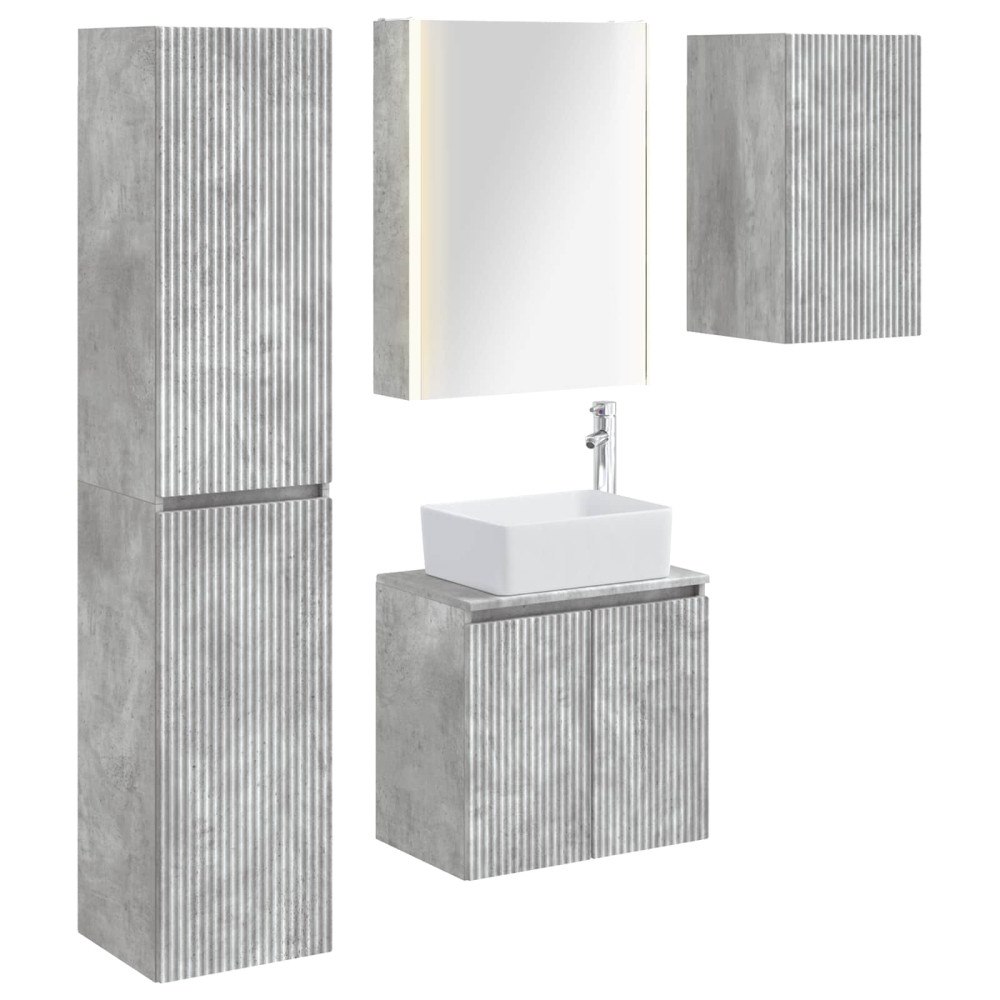 vidaXL Badrumsskåpsset 5 pcs Betonggrå 53 x 15,5 x 70 cm