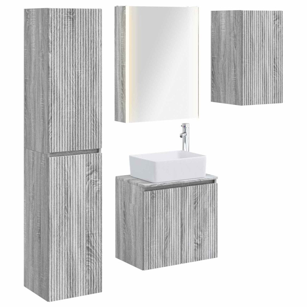 vidaXL Badrumsskåpsset 5 pcs Grå Sonoma 53 x 15,5 x 70 cm